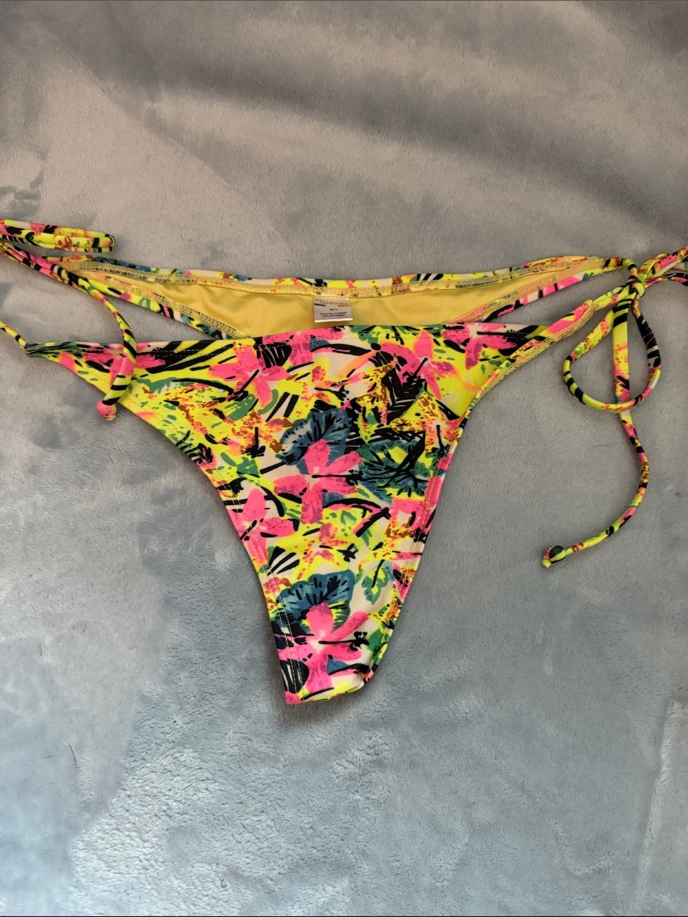 RELLECIGA Neon Floral Tie-Side Bikini Bottom - Yellow, Pink, Blue, Black